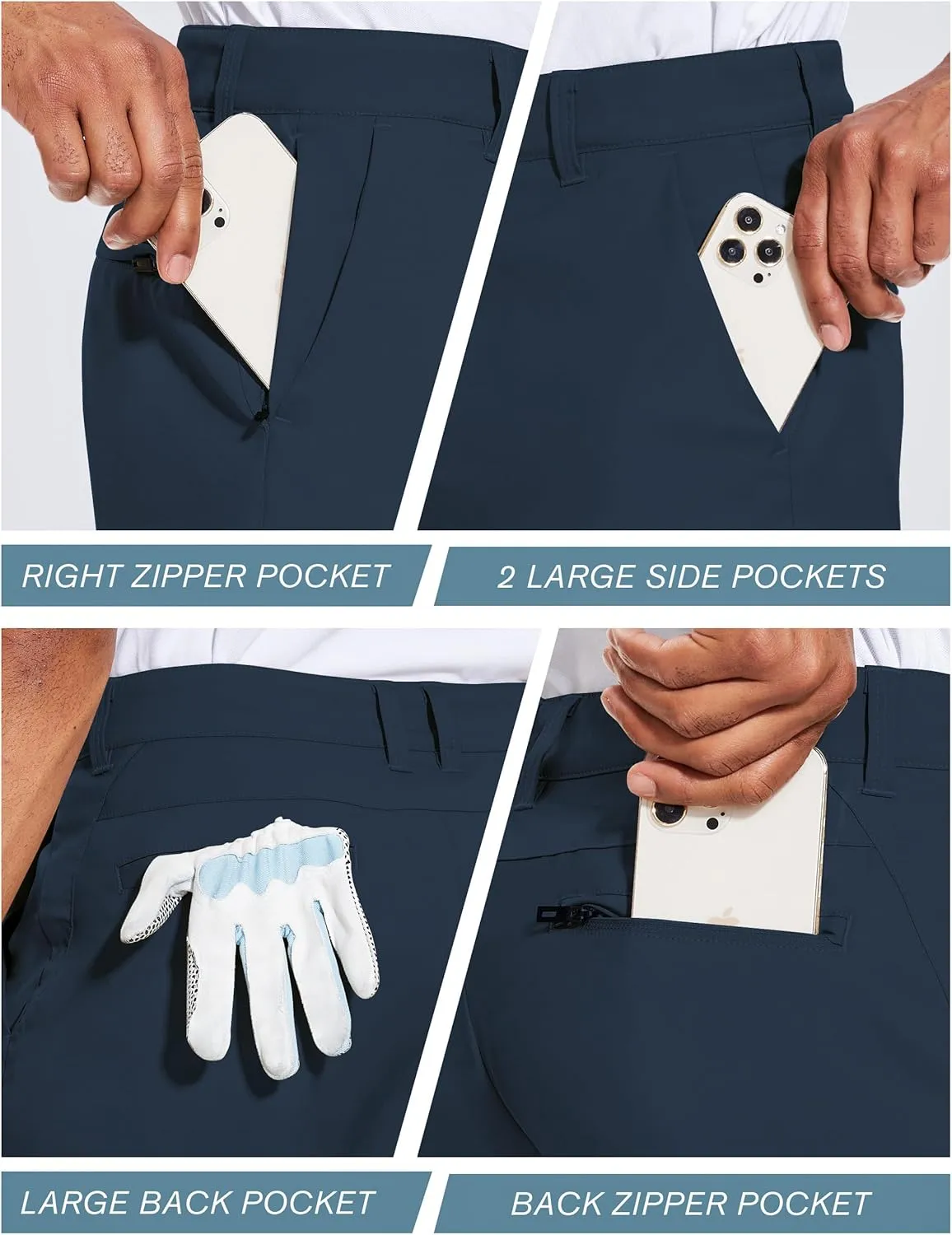 PULI Men's Golf Dress Shorts Flat Front Hybrid 7 Inch Lightweight Quick Dry Chino Casual with Pockets