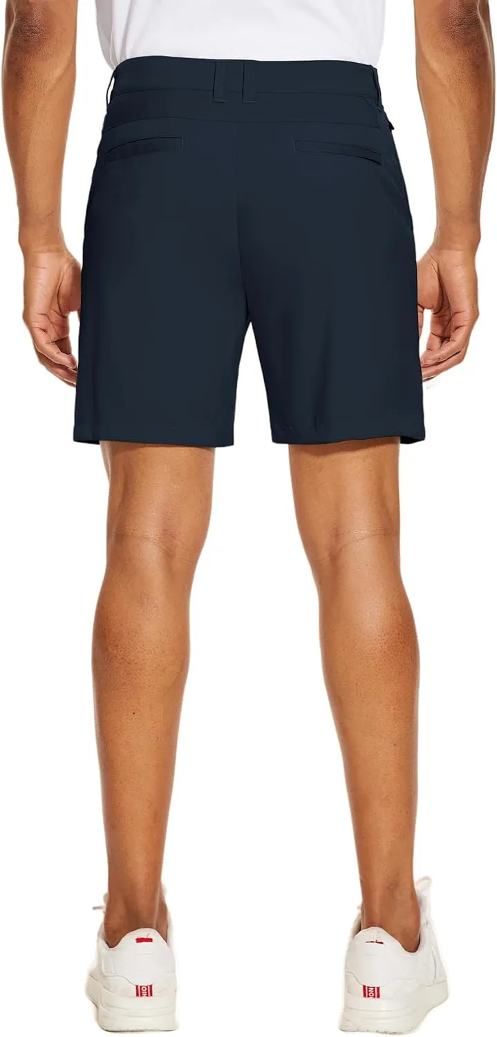 PULI Men's Golf Dress Shorts Flat Front Hybrid 7 Inch Lightweight Quick Dry Chino Casual with Pockets
