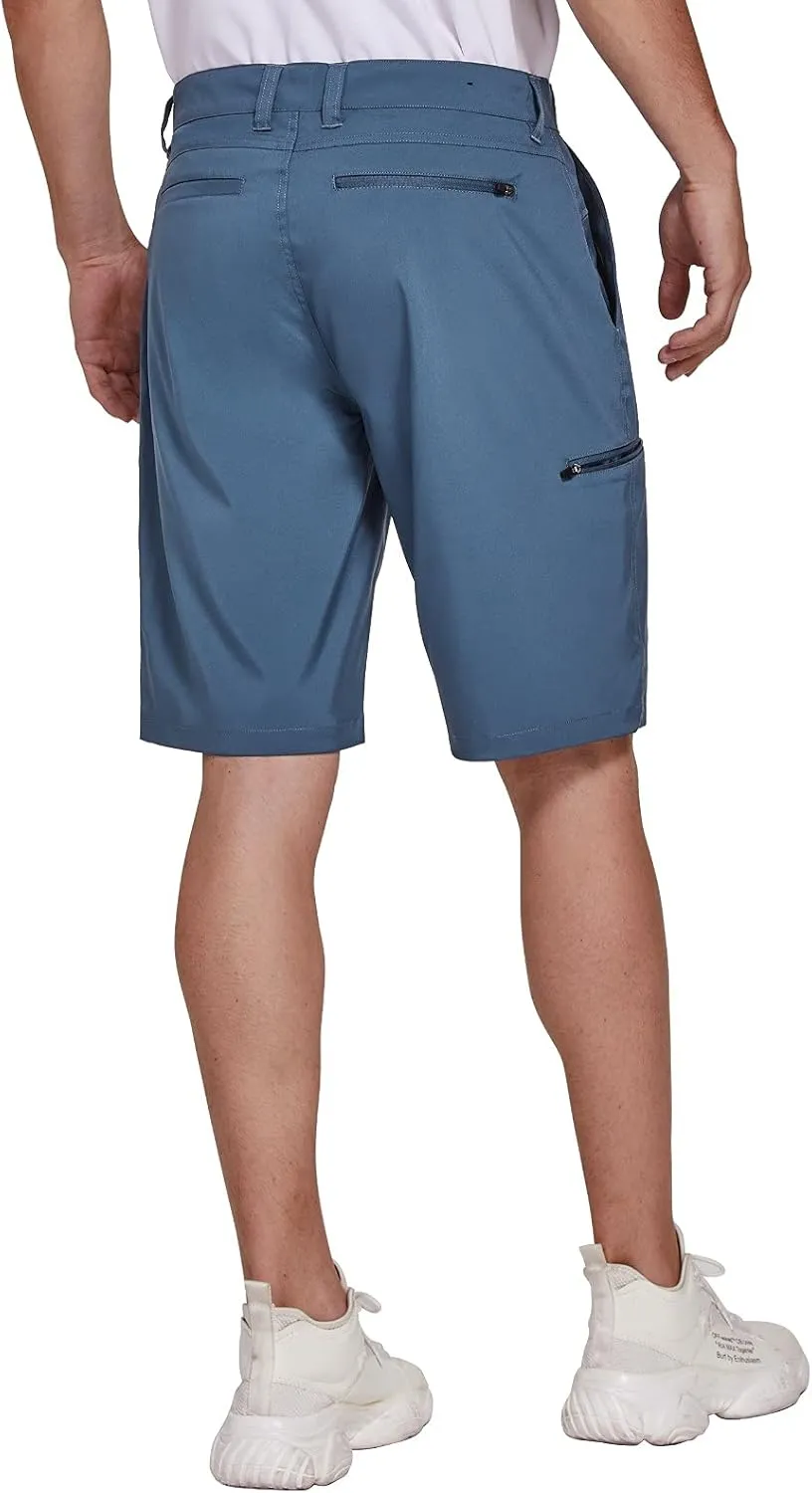 PULI Men's Golf Hybrid Dress Shorts Casual Summer Stretch Flat Front Lightweight Hiking Shorts Quick Dry with Pockets