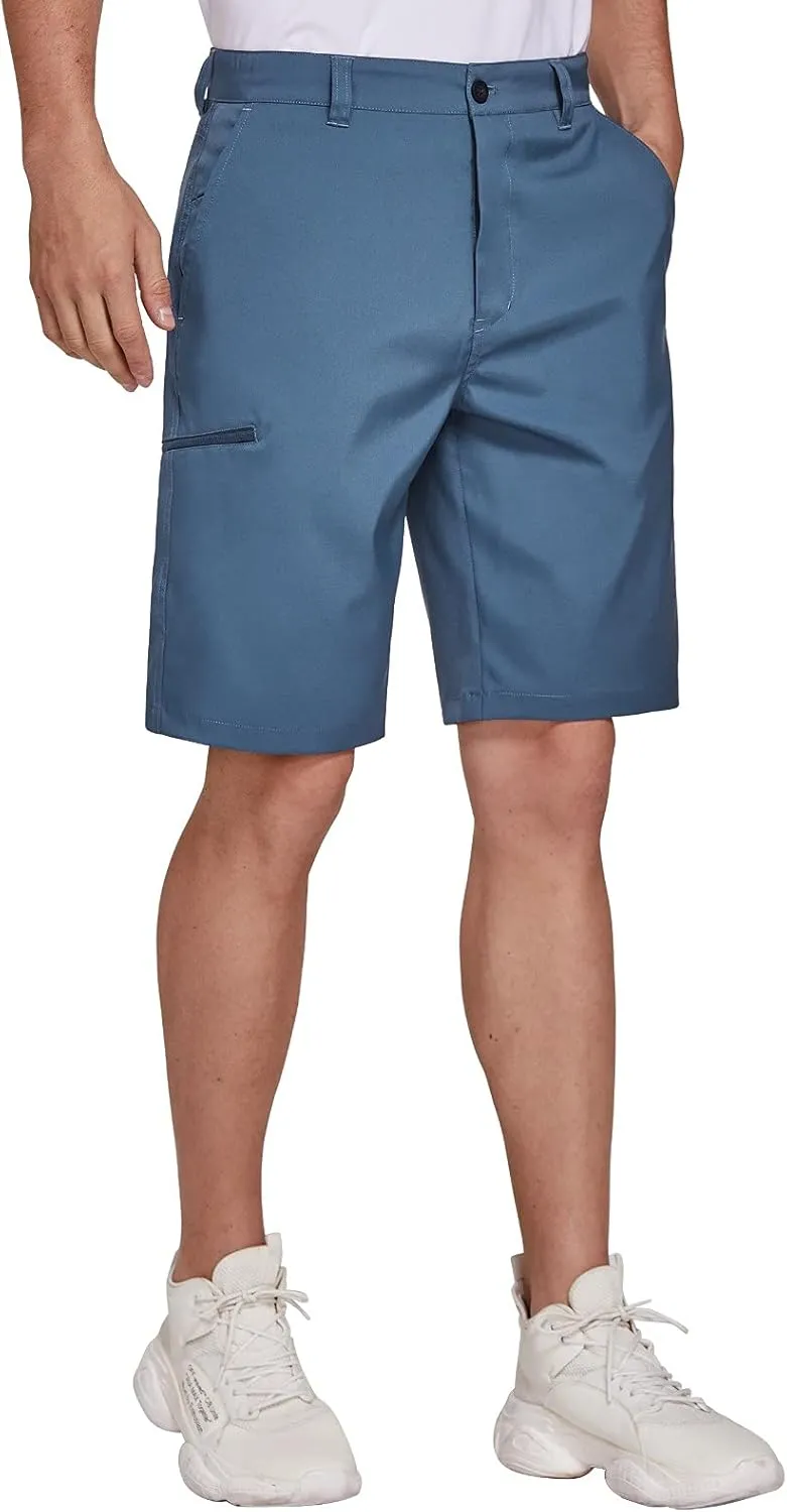 PULI Men's Golf Hybrid Dress Shorts Casual Summer Stretch Flat Front Lightweight Hiking Shorts Quick Dry with Pockets