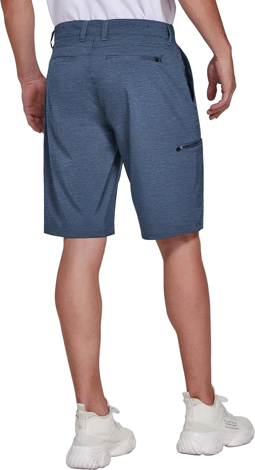 PULI Men's Golf Hybrid Dress Shorts Casual Summer Stretch Flat Front Lightweight Hiking Shorts Quick Dry with Pockets