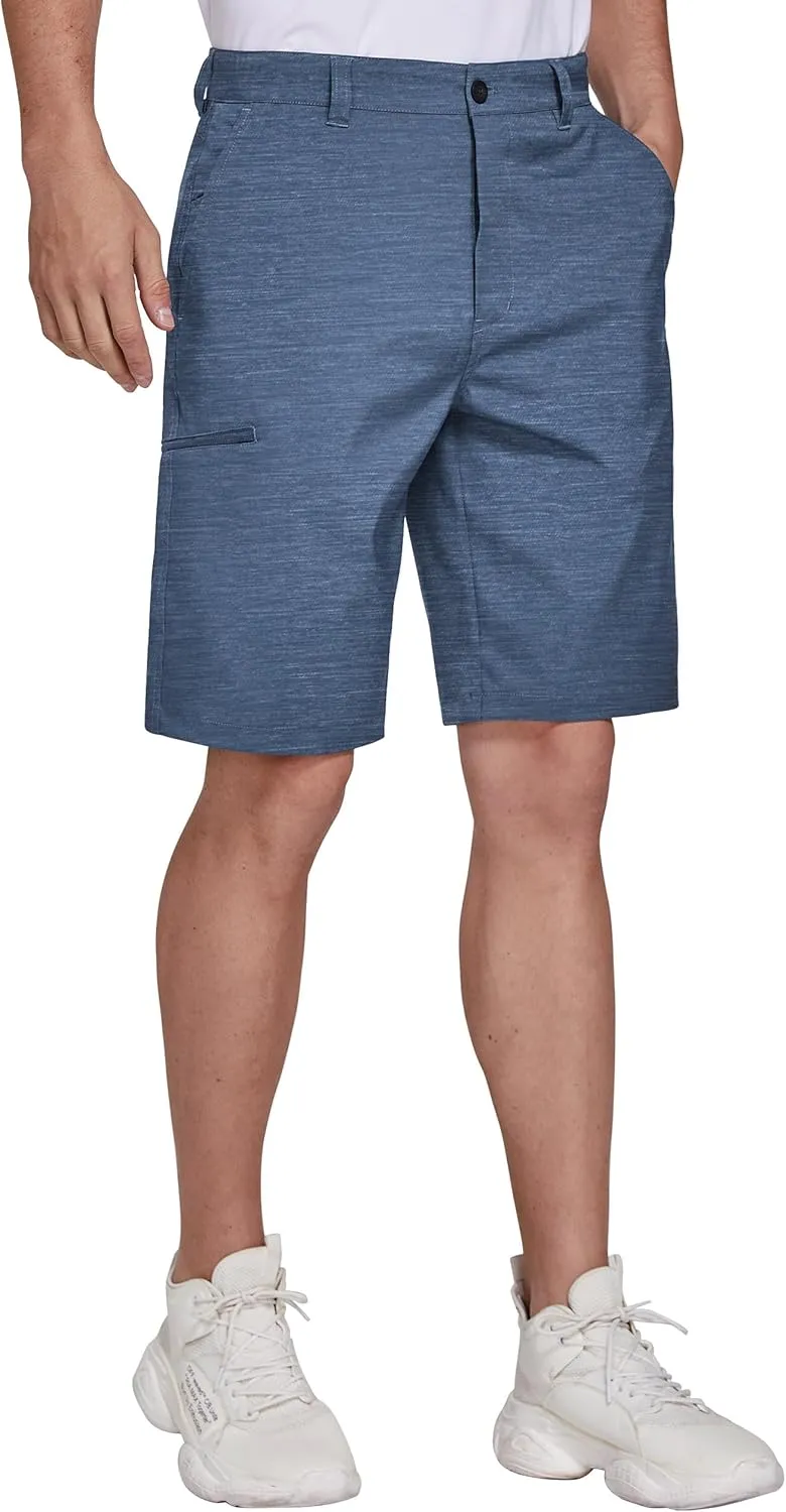 PULI Men's Golf Hybrid Dress Shorts Casual Summer Stretch Flat Front Lightweight Hiking Shorts Quick Dry with Pockets