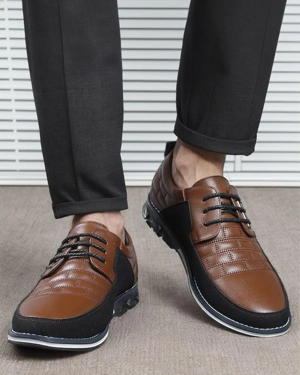 Recyphi Men’s Oxford Derby Orthopedic Leather Shoes Formal Luxury Business Dress Shoes Lace-up Walking Driving Loafers Dress Sneakers