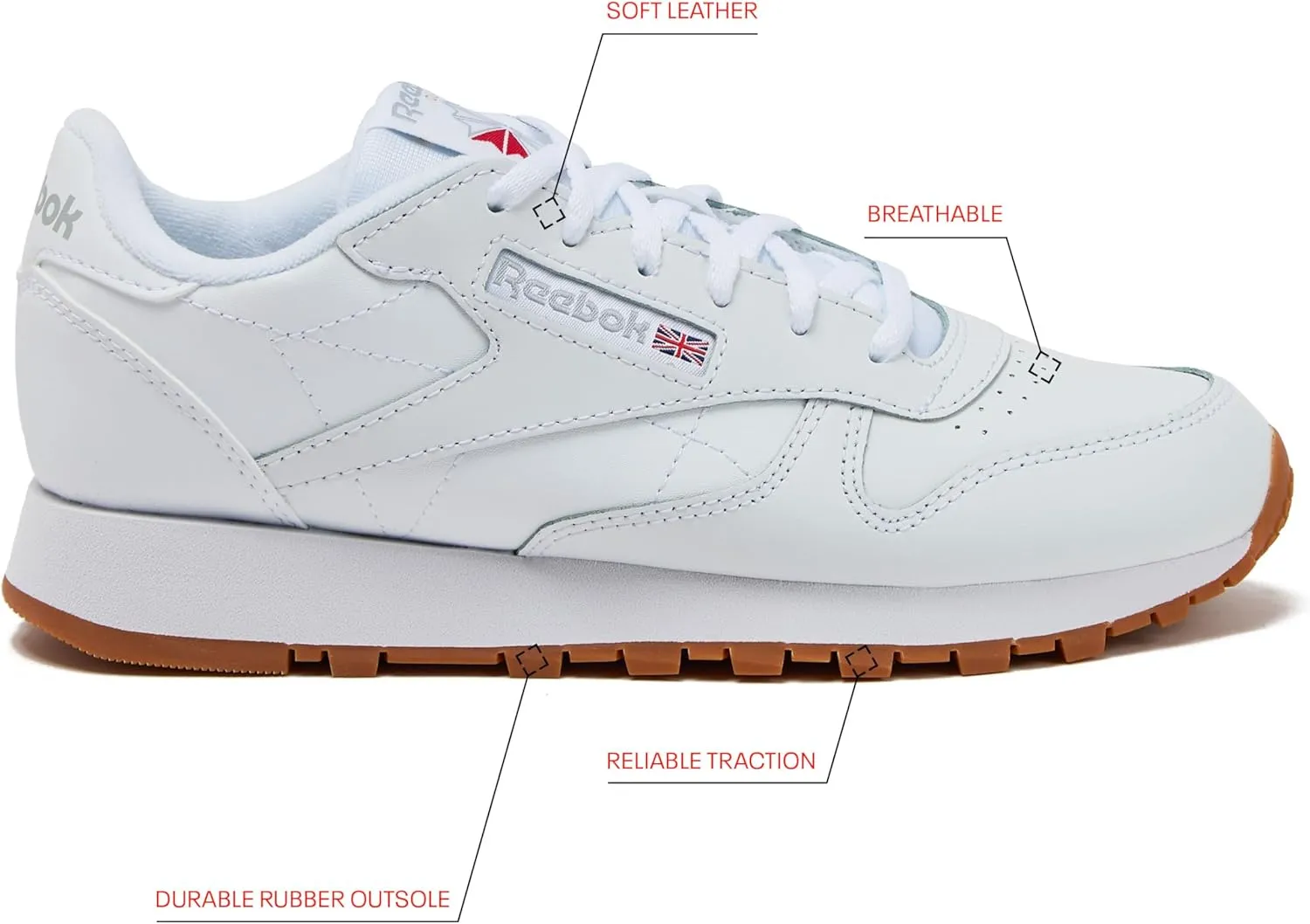 Reebok Unisex-Child Classic Leather Sneaker