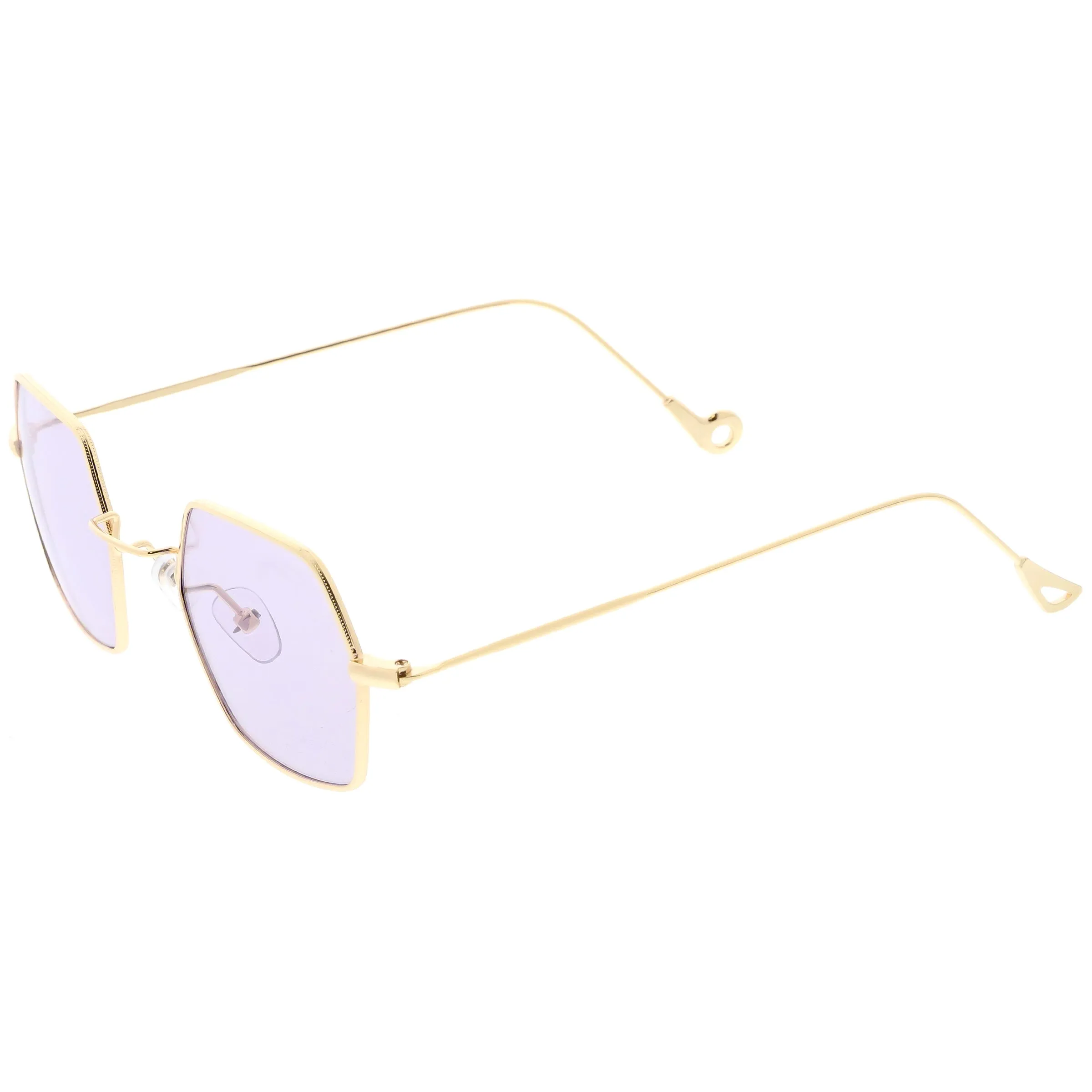Retro Small Hexagon Colored Flat Lens Metal Frame Sunglasses C472