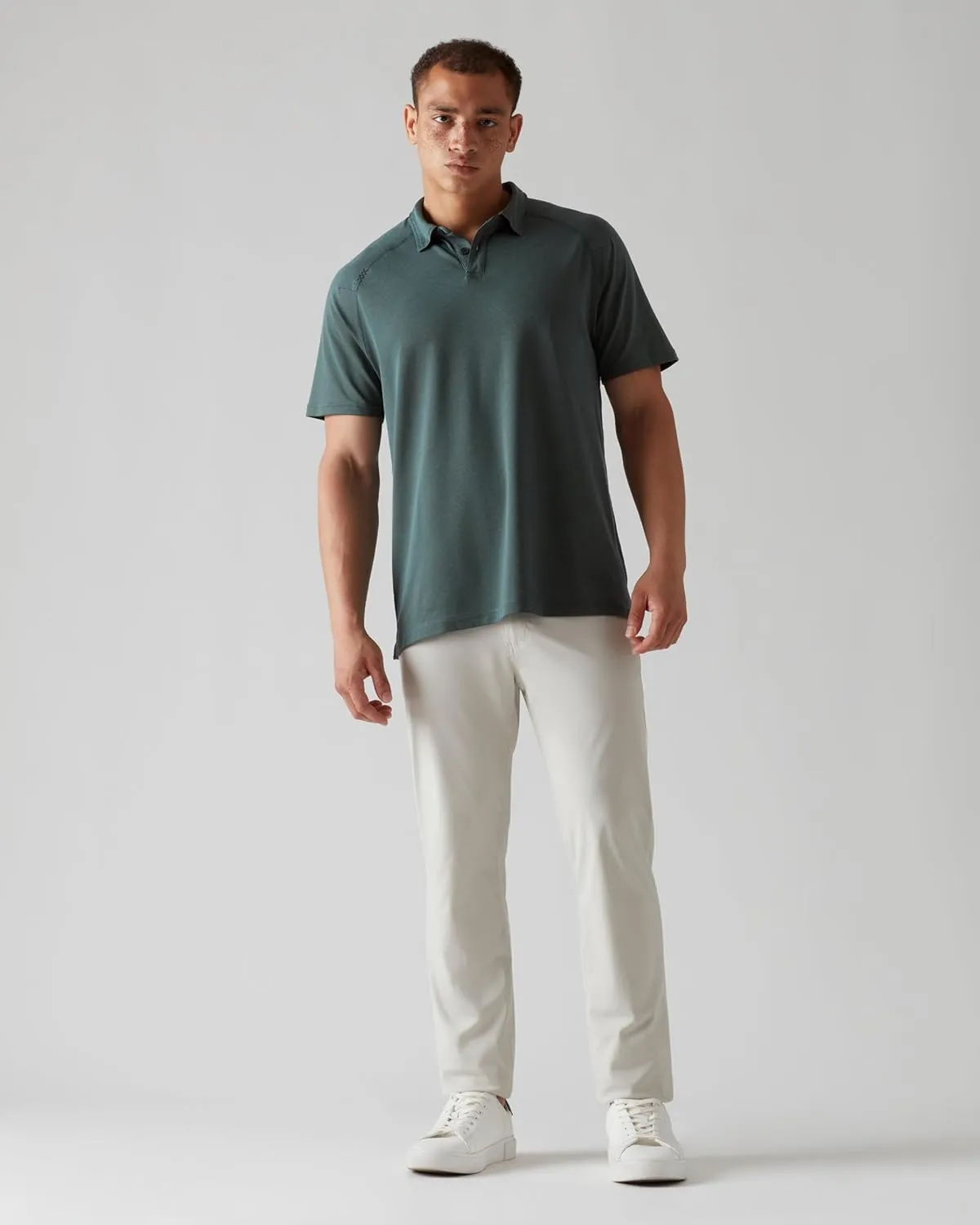 Rhone Delta Pique Mens Polo, Golf Shirts for Men, Anti Odor, Moisture Wicking Lightweight Polo Shirts