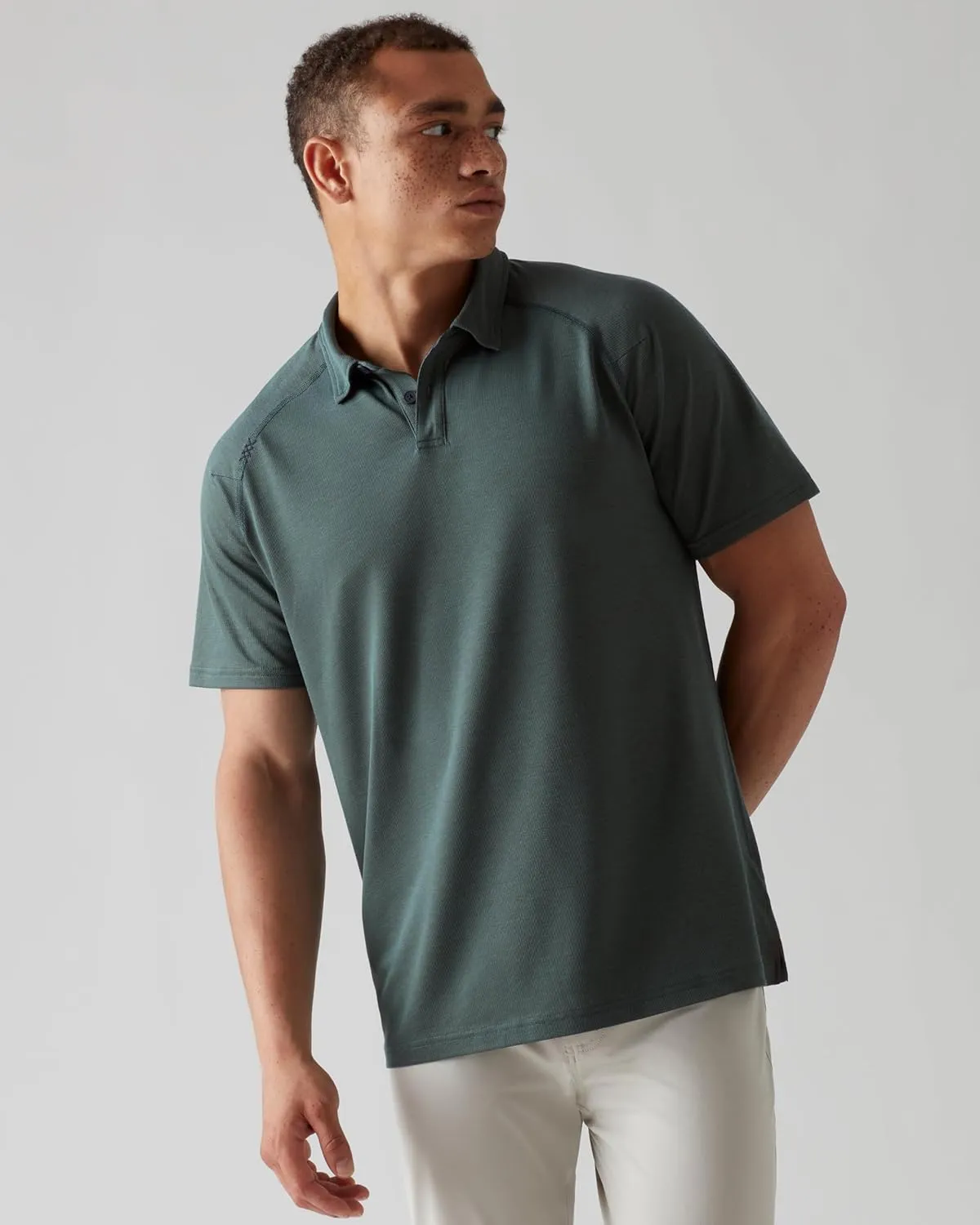 Rhone Delta Pique Mens Polo, Golf Shirts for Men, Anti Odor, Moisture Wicking Lightweight Polo Shirts