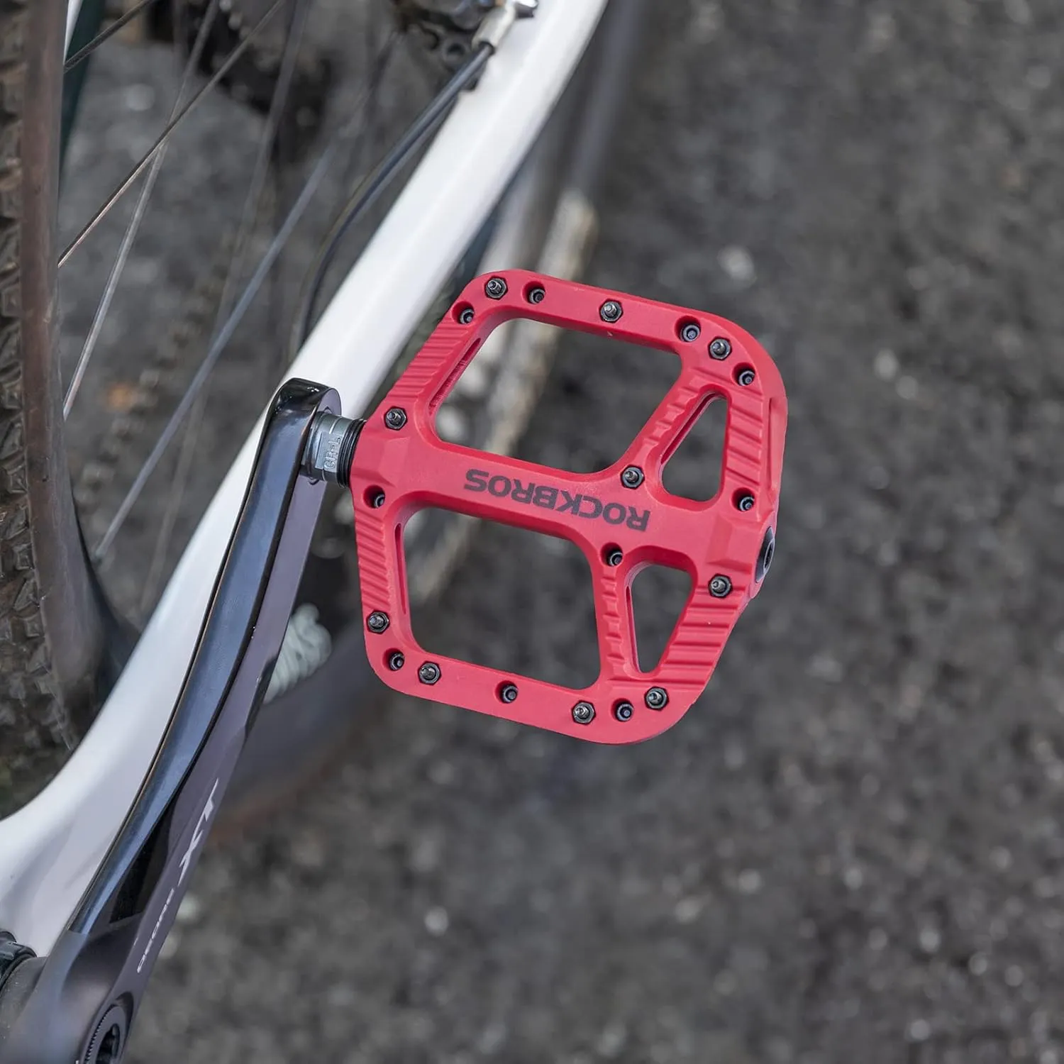 Rock BROS Mountain Bike Pedals Nylon Composite Bearing 9/16" MTB Bicycle Pedals with Wide Flat Platform