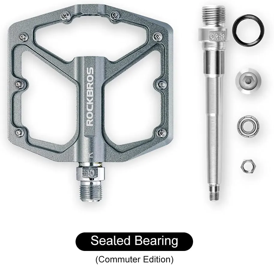 ROCKBROS Mountain Bike Pedals MTB Pedals Bicycle Flat Pedals Aluminum 9/16" Sealed Bearing Lightweight Platform for Road Mountain BMX MTB Bike
