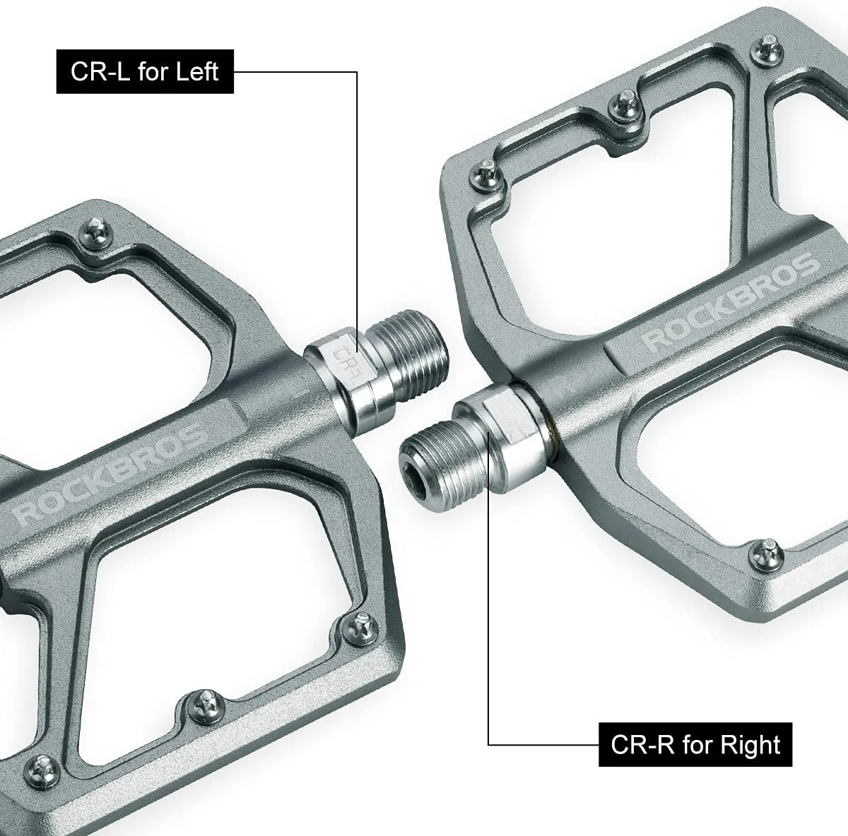 ROCKBROS Mountain Bike Pedals MTB Pedals Bicycle Flat Pedals Aluminum 9/16" Sealed Bearing Lightweight Platform for Road Mountain BMX MTB Bike