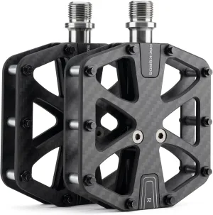 ROCKBROS Mountain Bike Pedals MTB Pedals Carbon Fiber 3 Bearing Lightweight Road Bicycle Pedals Non-Slip 9/16" Wide Flat Pedals