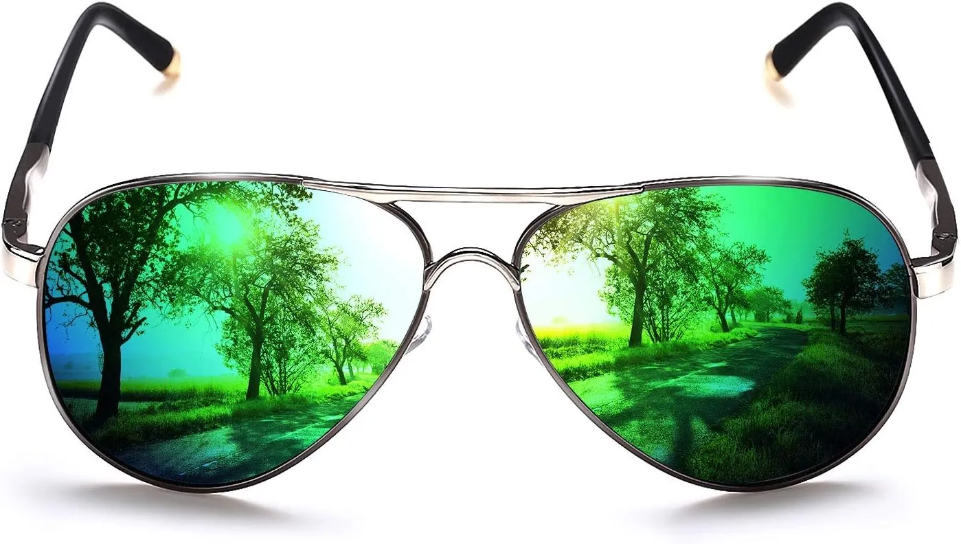 ROCKNIGHT Polarized Aviator Sunglasses for Men Women Metal Flat Top Sunglasses lightweight Driving UV400 Outdoor 58mm
