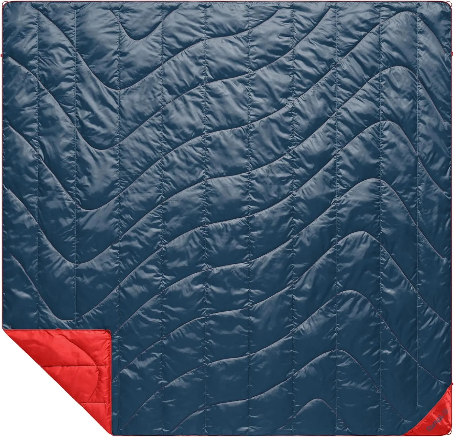 Rumpl Backcountry Puffy Blanket - Packing Comfort Into Uncomfortable Places, 100% Recycled Polyester Insulation, Lightweight, Packable, Water Resistant, 80" x 84", Deepwater