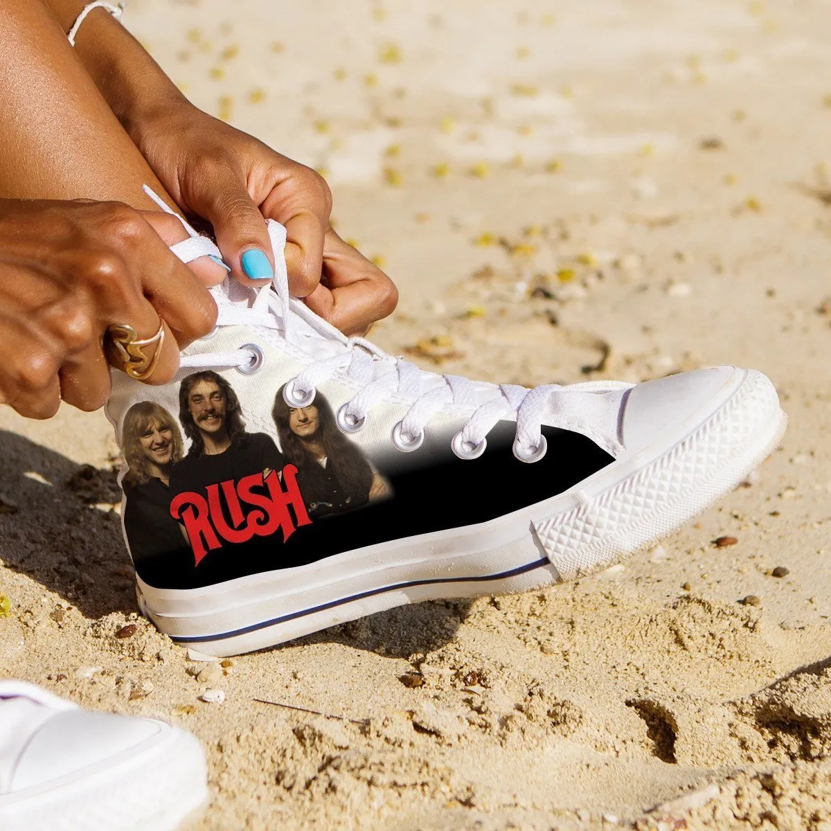 rush band ladies high top sneakers