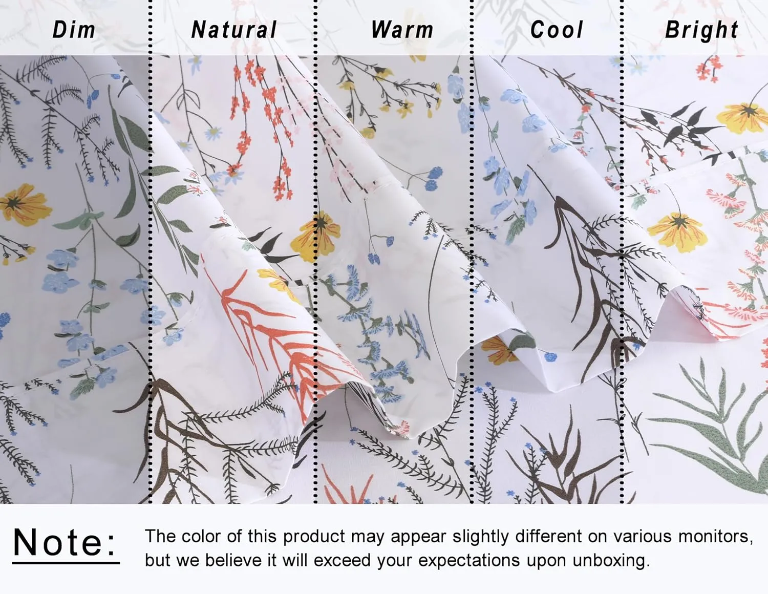RUVANTI 100% Cotton Sheets Queen Size Set, 4 Pieces, Soft & Breathable Percale Weave Bedding, Deep Pocket 16", Hotel Standard, Crisp Cool Feeling, Durable, Perfect Floral Bed Sheet, Aroma