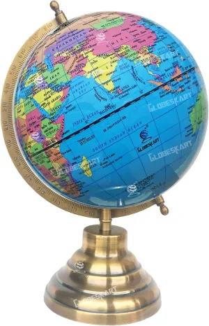 Samyuktha Blue Globe/World Globe/Home Decor/Gift Item/Educational Globe / 8 inches -2pc Globes Gold