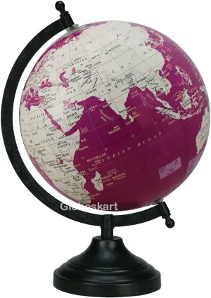 Samyuktha Educational/Antique Globe with Black Matt Arc and Base/World Globe/Home Decor/Office Decor/Gift Item / 8 inches (Mauve Cream)