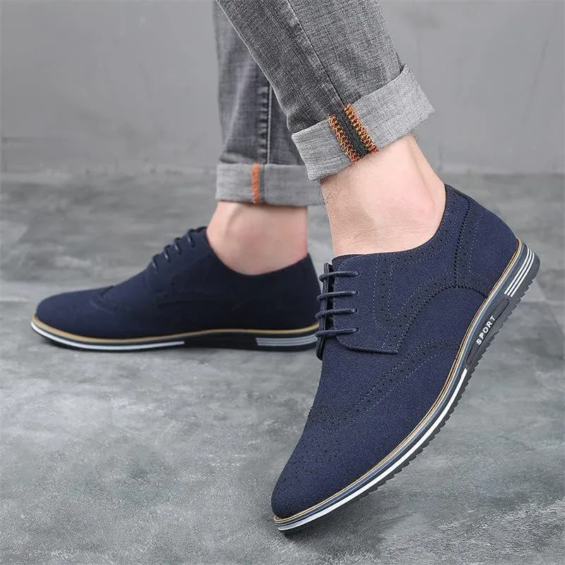 Santimon Men's Wingtip Oxfords Business Casual Dress Shoes Classic Formal Derby Sneaker Shoes
