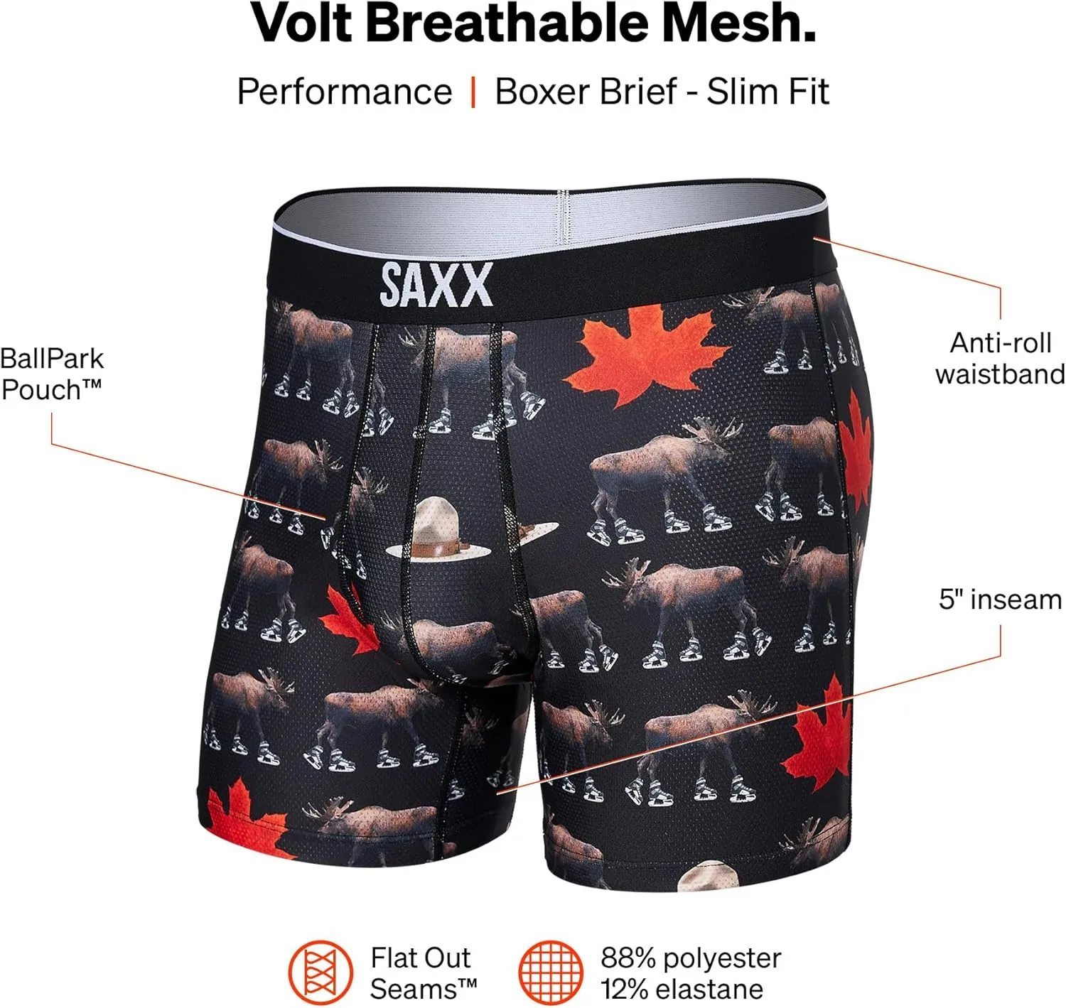SAXX Underwear Co. Men's Underwear with Pouch Volt Breathable Mesh Boxer Brief