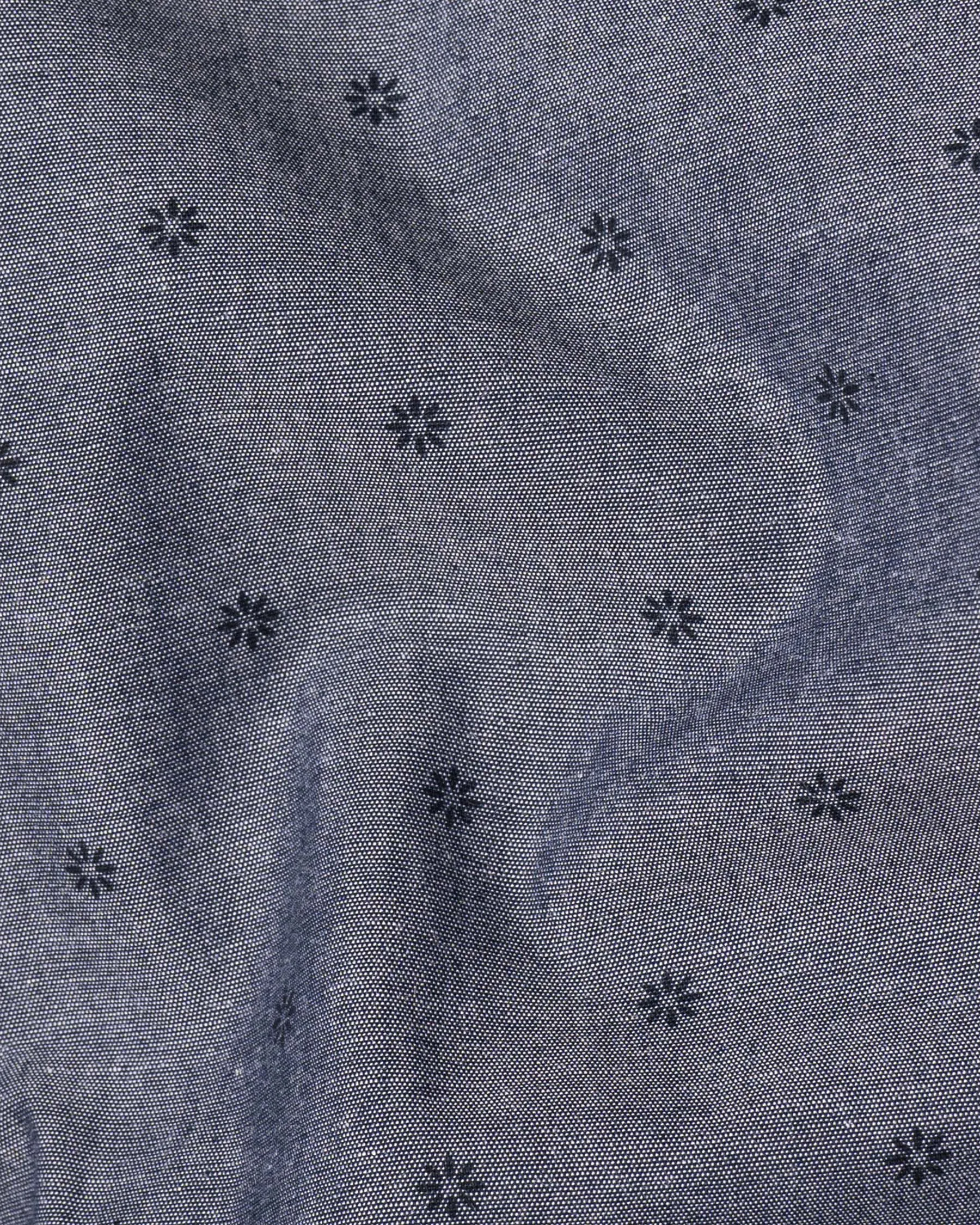 Scarpa Flow Grey Flora Printed Chambray Textured Premium Cotton Shirt
