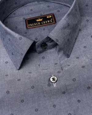 Scarpa Flow Grey Flora Printed Chambray Textured Premium Cotton Shirt