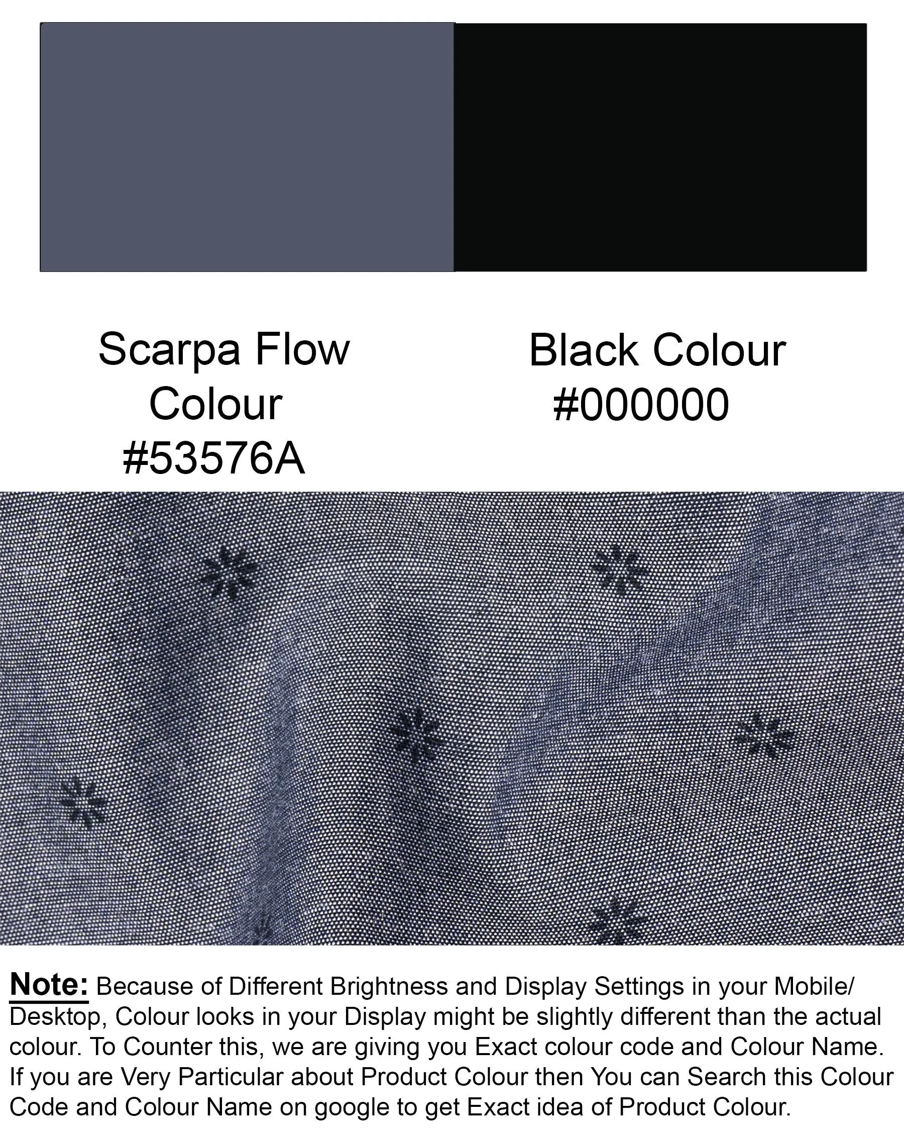 Scarpa Flow Grey Flora Printed Chambray Textured Premium Cotton Shirt