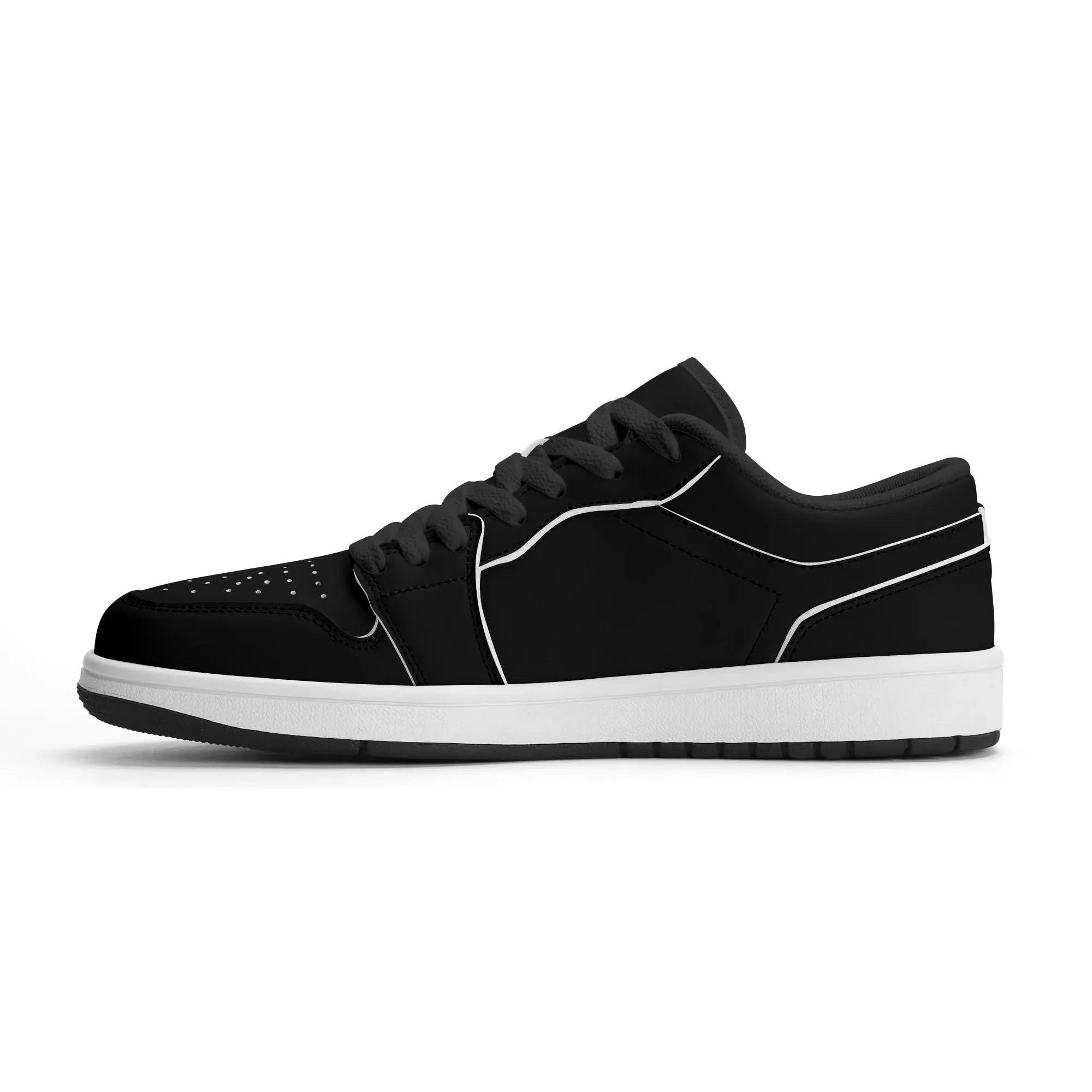 Schwarze Low Top Leder Sneaker für Herren