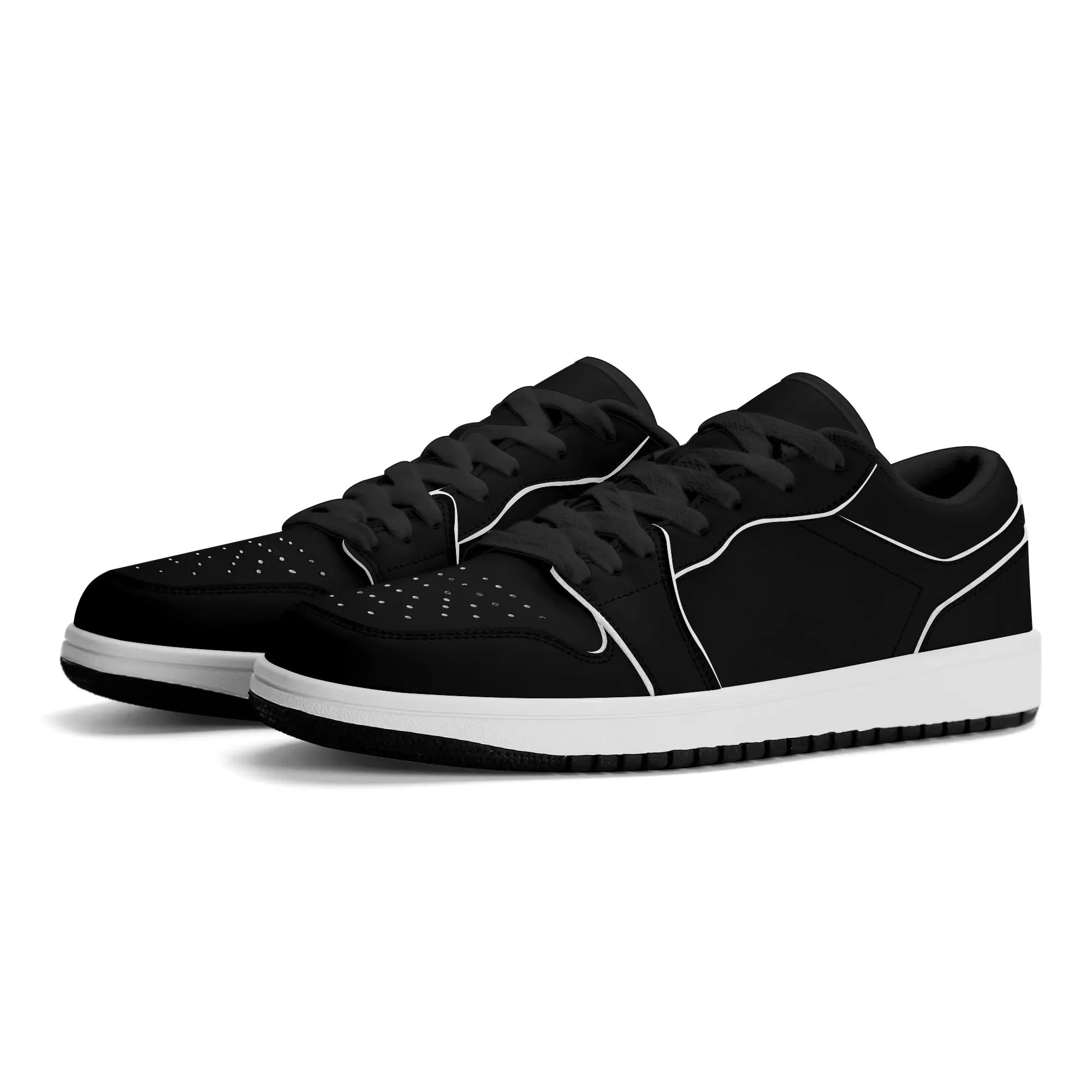 Schwarze Low Top Leder Sneaker für Herren