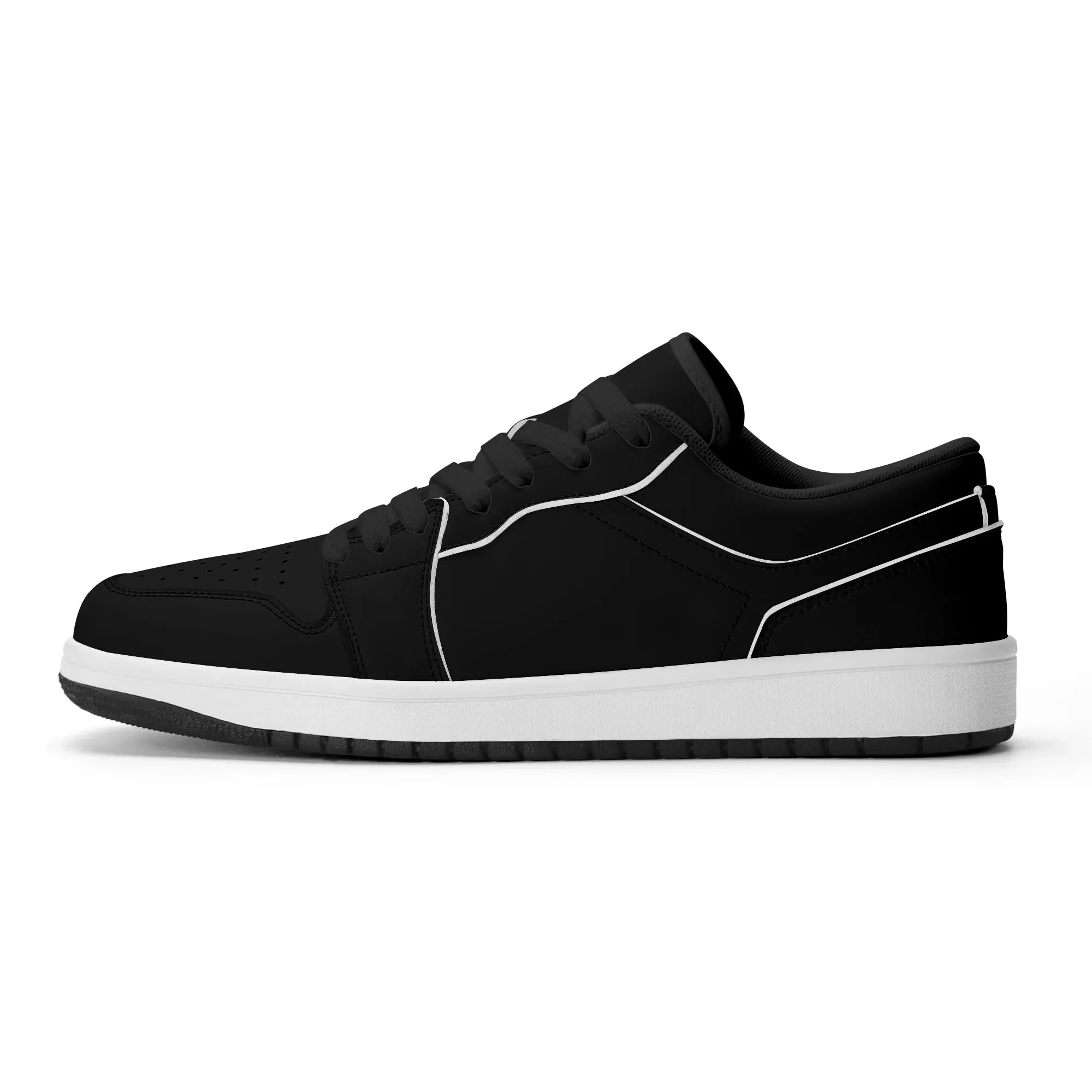 Schwarze Low Top Leder Sneaker für Herren