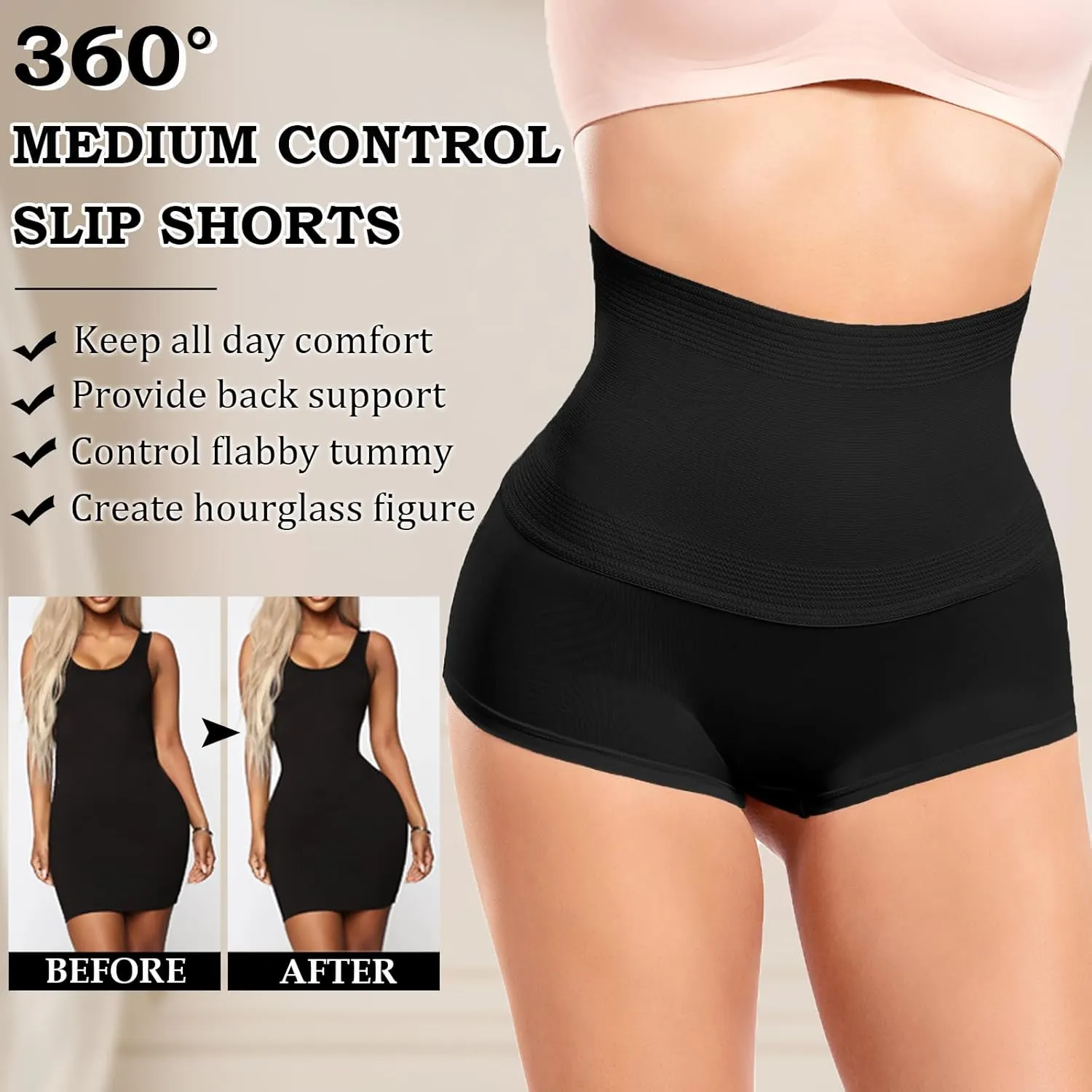 Shapewear Tummy Control Underwear for Women Seamless Shaping High Waisted Panties Slimming Stripe Lace Panty