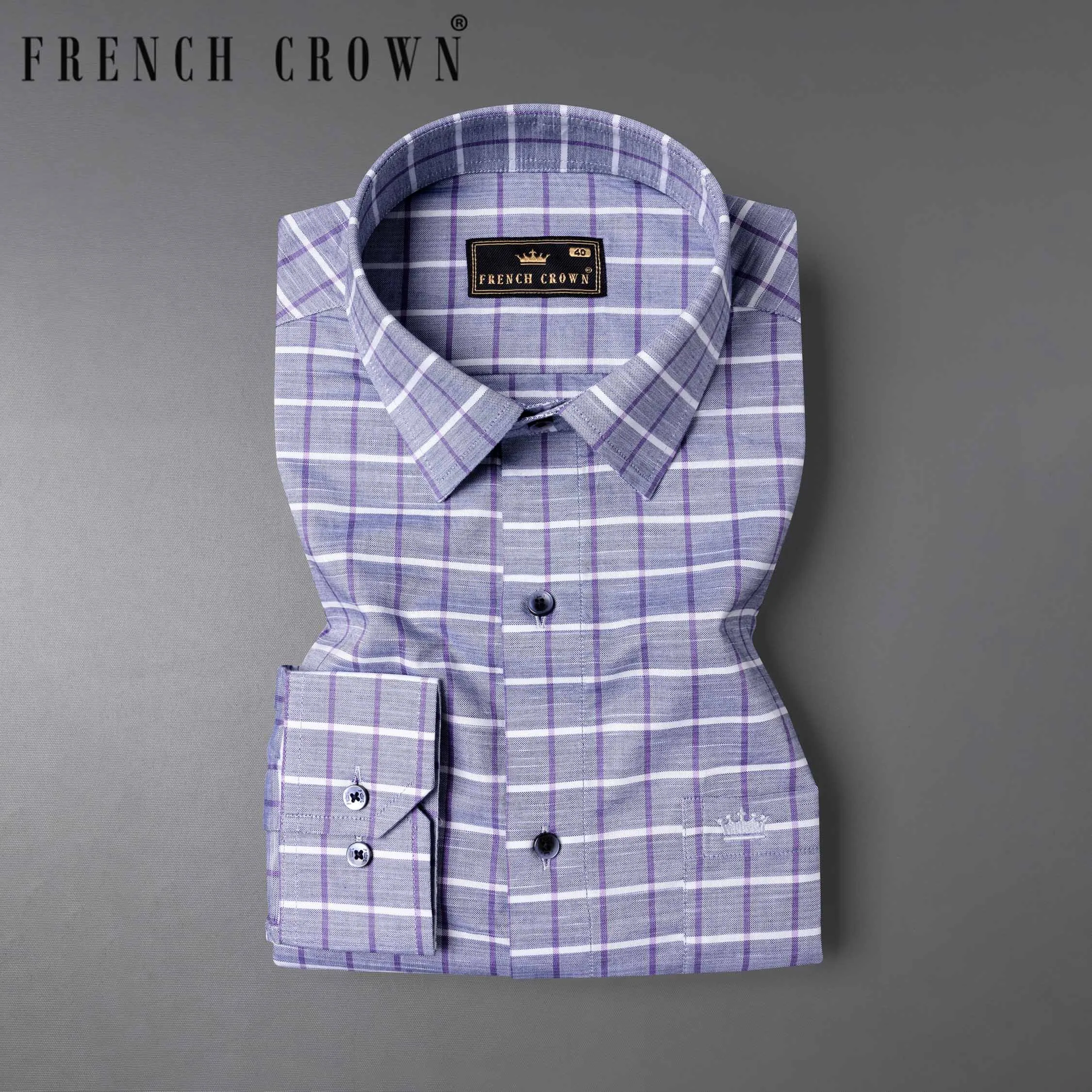 Ship Cove and Deluge Blue Checkered Royal Oxford Shirt