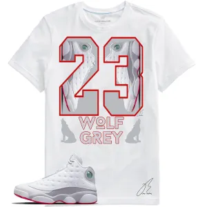 Shirt To Match Jordan Retro 13 Wolf Grey/White True Red,Sneaker Graphic Tee,University Blue,Gift (M, White)