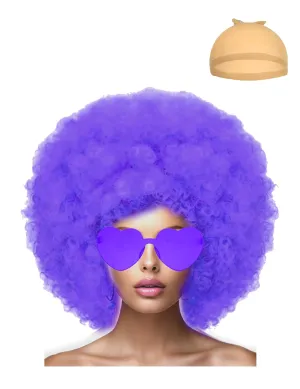Short Bob Hair Wigs Straight with Flat Bangs Synthetic Colorful Cosplay Daily Party Neon Wig for Women   Free Wig Cap 12" Natural As Real (Afro, Purple)