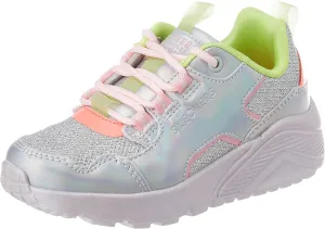 Skechers Girl's 310483l Smlt Trainers, Silver-coloured textile band with multiple trims, 8 Women