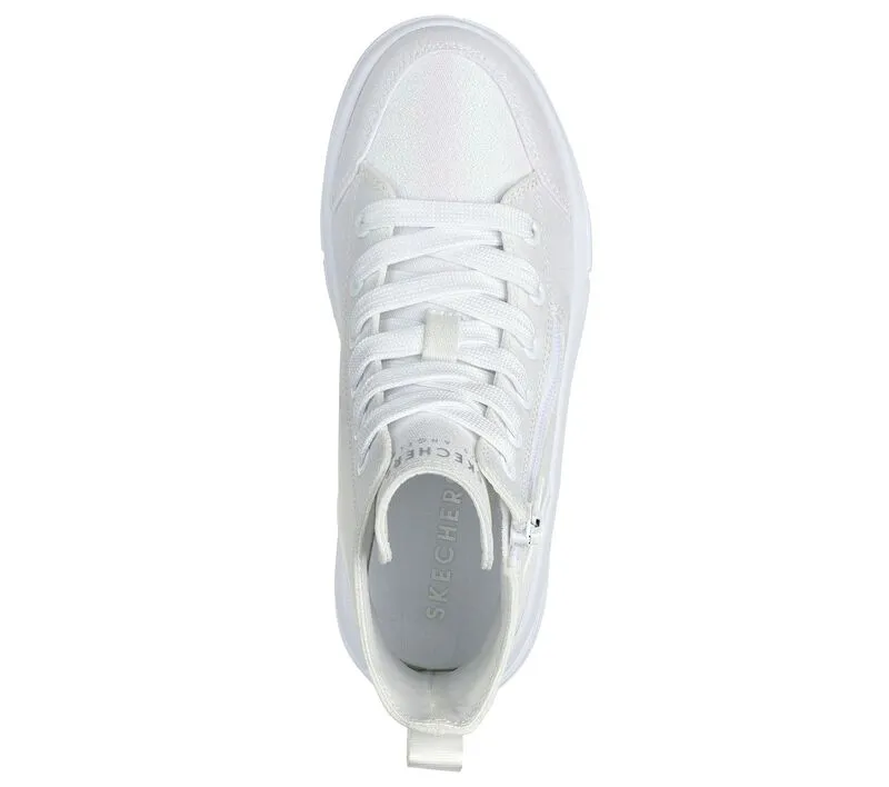 SKECHERS : Hyperlift Girls White Canvas Shoes