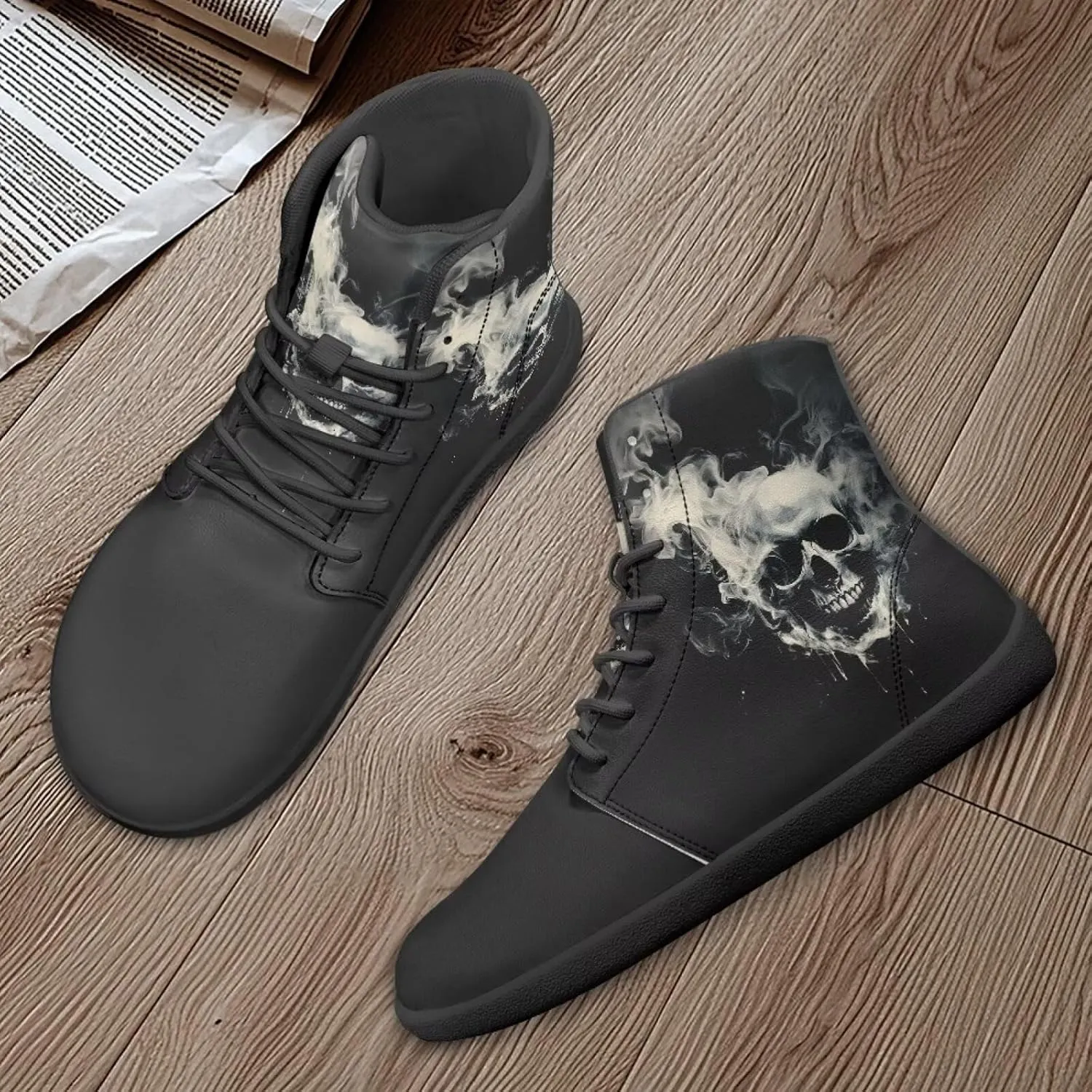 Skull High Top Basketball Barefoot Shoes for Men Women Casual Walking Work Shoes Running Sneakers