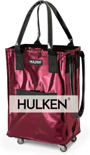 (Small, Cosmic Red) Reusable Grocery Bag On Wheels, Shopping Trolley, Rolling Tote, Zipper Closure, Lightweight, Carries Up to 66 lb, Folds Flat