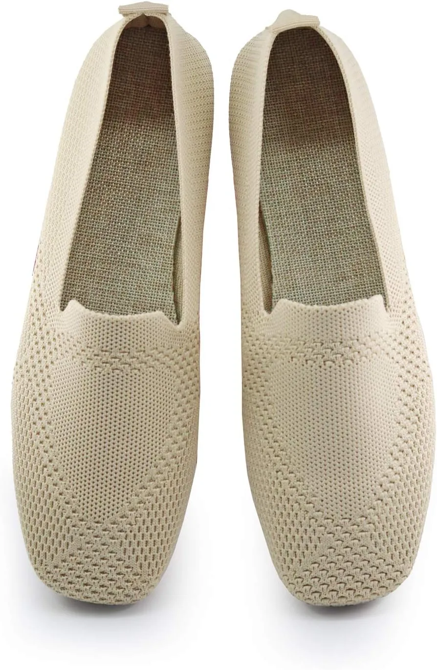 SOFMUO Women's Flats Shoes Knitted Lightweight Casual Slip On Loafers Soft Comfort Breathable Mesh Work Ballet Shoes…