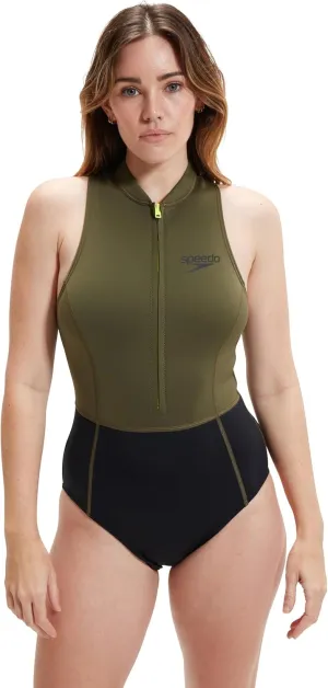 Speedo Women's Swimsuit One Piece Zip Front Thermal Open Water