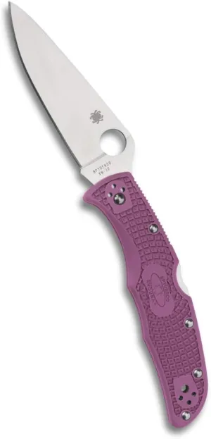 Spyderco Endura 4 Lightweight Signature Knife with 3.80" VG-10 Steel Blade and Purple FRN Handle - PlainEdge - C10FPPR