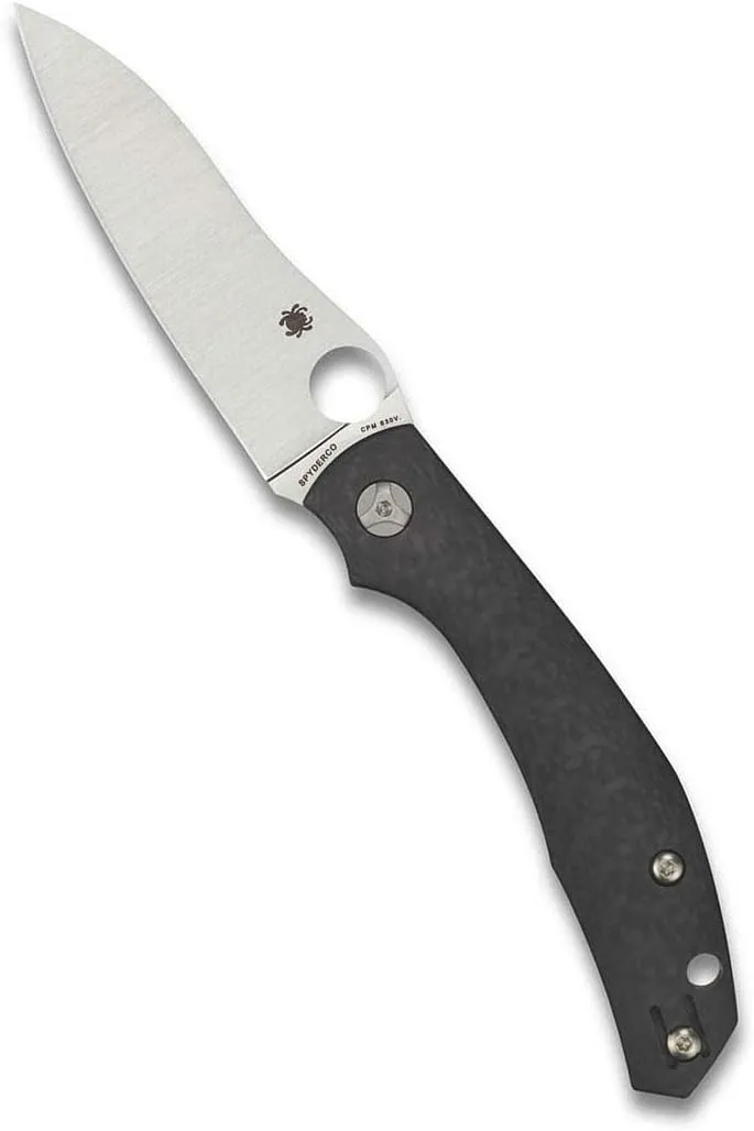 Spyderco Kapara Specialty Folding Pocket Knife with 3.58" CPM S30V Premium Stainless Steel Blade and Black Carbon Fiber Handle - PlainEdge - Everyday Carry - C241CFP