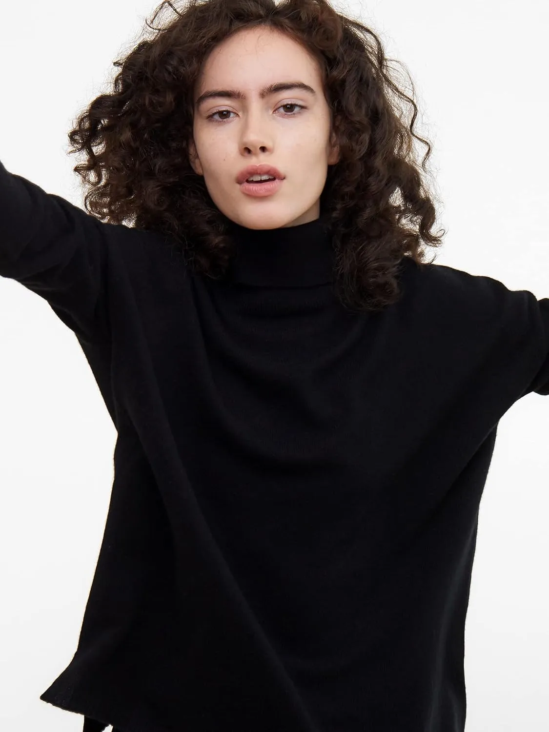 State Cashmere Women’s Oversized Tunic Turtleneck Sweater 100% Pure Cashmere Classic Long Sleeve Pullover