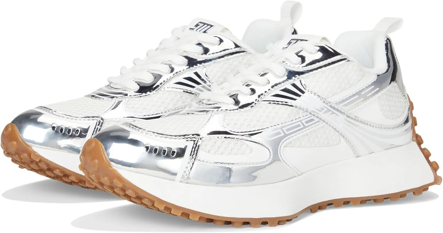 Steve Madden Women's Cyclone Sneaker, Silver, 6