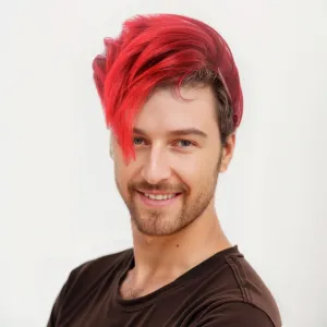 STfantasy Adult Men's Red Color Styles Mohawk Punk Rock Spiky Wig – Straight Spiked Halloween Fancy, Perfect for Festivals and Anime Parties