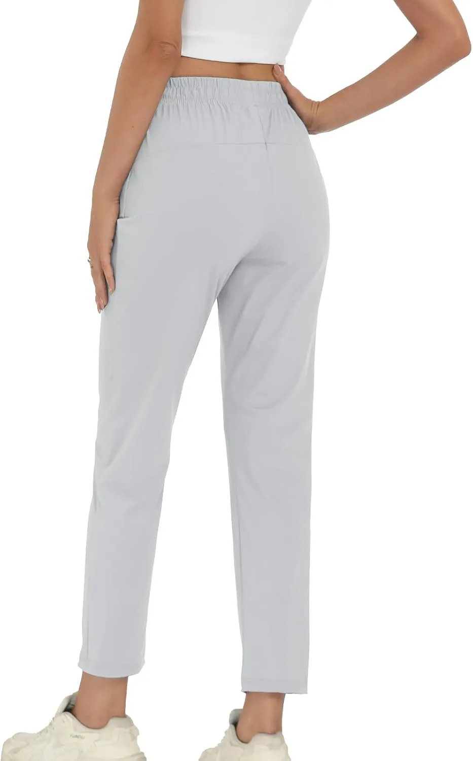 Surenow Womens Active Pants Stretch Breathable Casual Pants with Zip Pocket Lightweight Running Athletic Sweatpants for Women