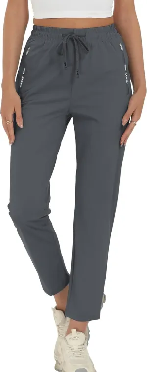 Surenow Womens Active Pants Stretch Breathable Casual Pants with Zip Pocket Lightweight Running Athletic Sweatpants for Women