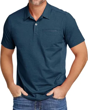 SWISSWELL Polo Shirts for Men with Pocket Short Sleeve Lightweight Performance Golf Shirt Mesh Summer Casual Shirt