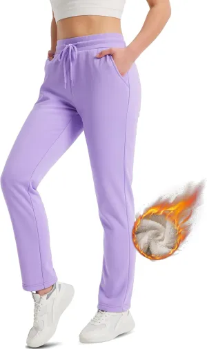 TACVASEN Women's Sherpa Lined Sweatpants Winter Warm Fleece Pants Water-Resistant Thermal Outdoor Snow Pockets Joggers