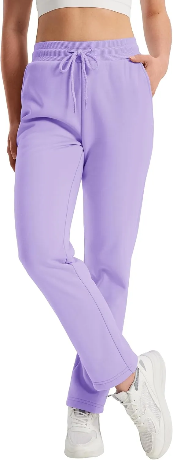 TACVASEN Women's Sherpa Lined Sweatpants Winter Warm Fleece Pants Water-Resistant Thermal Outdoor Snow Pockets Joggers