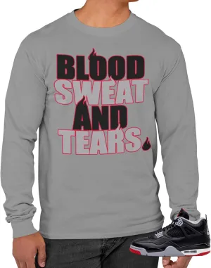 Tee Shirt to Match Jordan 4 Bred Reimagined Men's Retro Long Sleeve T-Shirt
